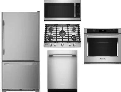 5 Piece Package Includes Refrigerator, Cooktop, Wall Oven, Microwave And Dishwasher