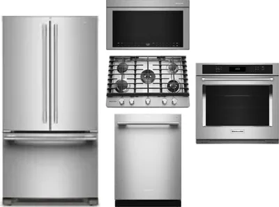 5 Piece Package Includes Refrigerator, Cooktop, Wall Oven, Microwave And Dishwasher