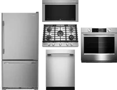 5 Piece Package Includes Refrigerator, Cooktop, Wall Oven, Microwave And Dishwasher