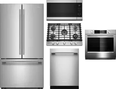 5 Piece Package Includes Refrigerator, Cooktop, Wall Oven, Microwave And Dishwasher