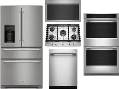 5 Piece Package Includes Refrigerator, Cooktop, Wall Oven, Microwave And Dishwasher