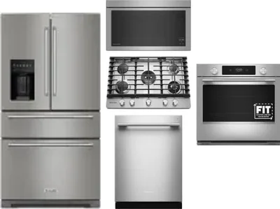 5 Piece Package Includes Refrigerator, Cooktop, Wall Oven, Microwave And Dishwasher