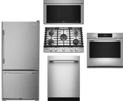 5 Piece Package Includes Refrigerator, Cooktop, Wall Oven, Microwave And Dishwasher