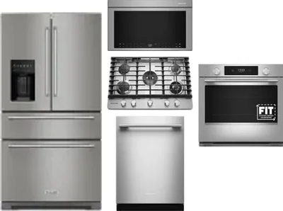 5 Piece Package Includes Refrigerator, Cooktop, Wall Oven, Microwave And Dishwasher