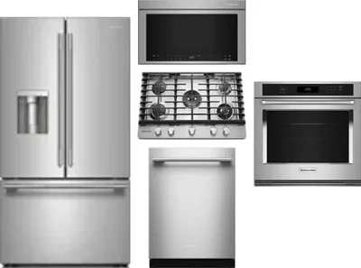 5 Piece Package Includes Refrigerator, Cooktop, Wall Oven, Microwave And Dishwasher