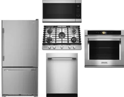 5 Piece Package Includes Refrigerator, Cooktop, Wall Oven, Microwave And Dishwasher