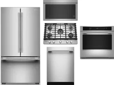 5 Piece Package Includes Refrigerator, Cooktop, Wall Oven, Microwave And Dishwasher