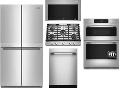 5 Piece Package Includes Refrigerator, Cooktop, Wall Oven, Microwave And Dishwasher