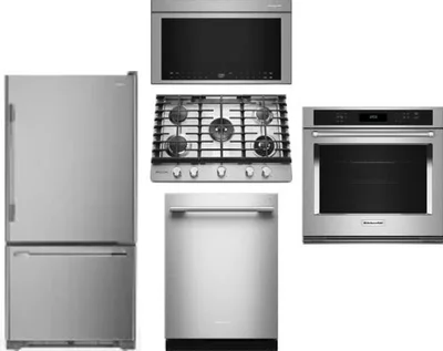 5 Piece Package Includes Refrigerator, Cooktop, Wall Oven, Microwave And Dishwasher