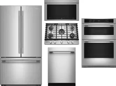 5 Piece Package Includes Refrigerator, Cooktop, Wall Oven, Microwave And Dishwasher