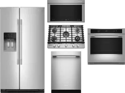 5 Piece Package Includes Refrigerator, Cooktop, Wall Oven, Microwave And Dishwasher
