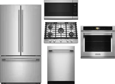 5 Piece Package Includes Refrigerator, Cooktop, Wall Oven, Microwave And Dishwasher