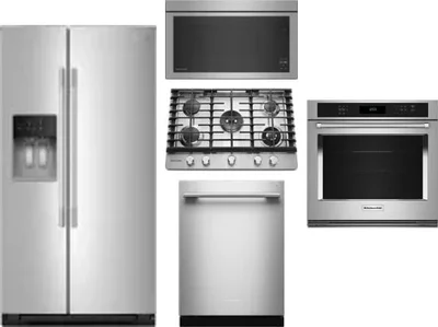5 Piece Package Includes Refrigerator, Cooktop, Wall Oven, Microwave And Dishwasher