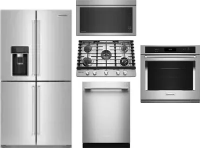 5 Piece Package Includes Refrigerator, Cooktop, Wall Oven, Microwave And Dishwasher