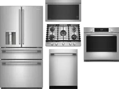 5 Piece Package Includes Refrigerator, Cooktop, Wall Oven, Microwave And Dishwasher