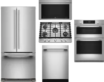 5 Piece Package Includes Refrigerator, Cooktop, Wall Oven, Microwave And Dishwasher