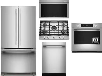 5 Piece Package Includes Refrigerator, Cooktop, Wall Oven, Microwave And Dishwasher