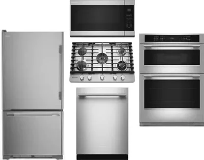 5 Piece Package Includes Refrigerator, Cooktop, Wall Oven, Microwave And Dishwasher