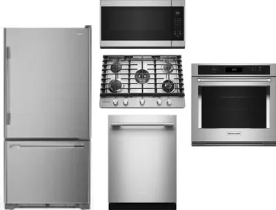 5 Piece Package Includes Refrigerator, Cooktop, Wall Oven, Microwave And Dishwasher
