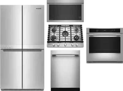 5 Piece Package Includes Refrigerator, Cooktop, Wall Oven, Microwave And Dishwasher