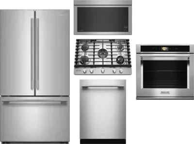 5 Piece Package Includes Refrigerator, Cooktop, Wall Oven, Microwave And Dishwasher