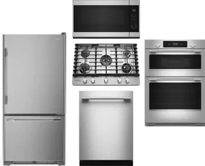 5 Piece Package Includes Refrigerator, Cooktop, Wall Oven, Microwave And Dishwasher