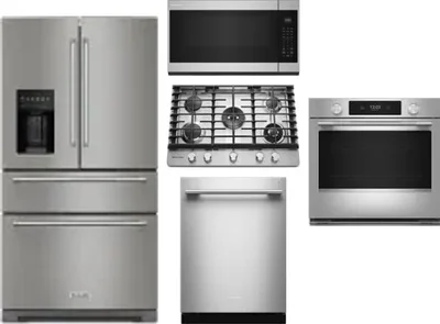 5 Piece Package Includes Refrigerator, Cooktop, Wall Oven, Microwave And Dishwasher