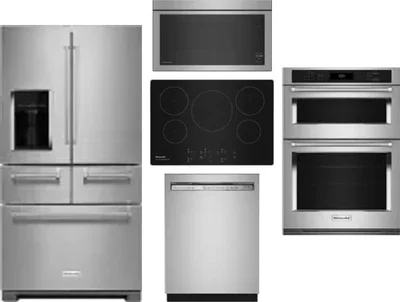 5 Piece Package Includes Refrigerator, Cooktop, Wall Oven, Microwave And Dishwasher