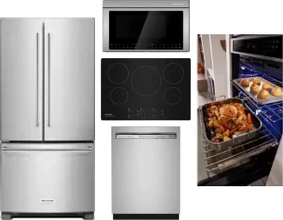 5 Piece Package Includes Refrigerator, Cooktop, Wall Oven, Microwave And Dishwasher