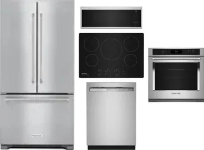 5 Piece Package Includes Refrigerator, Cooktop, Wall Oven, Microwave And Dishwasher