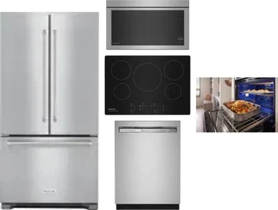5 Piece Package Includes Refrigerator, Cooktop, Wall Oven, Microwave And Dishwasher