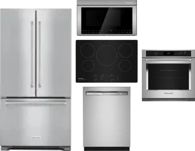 5 Piece Package Includes Refrigerator, Cooktop, Wall Oven, Microwave And Dishwasher