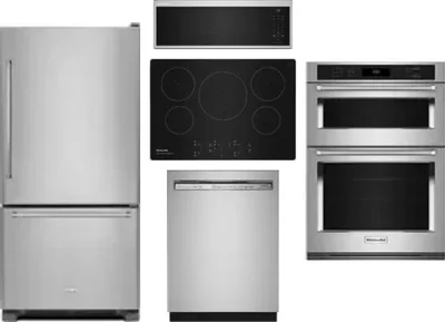 5 Piece Package Includes Refrigerator, Cooktop, Wall Oven, Microwave And Dishwasher