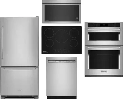 5 Piece Package Includes Refrigerator, Cooktop, Wall Oven, Microwave And Dishwasher