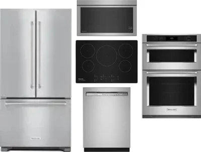 5 Piece Package Includes Refrigerator, Cooktop, Wall Oven, Microwave And Dishwasher
