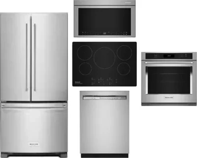 5 Piece Package Includes Refrigerator, Cooktop, Wall Oven, Microwave And Dishwasher