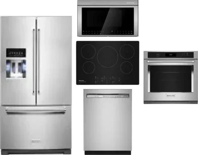 5 Piece Package Includes Refrigerator, Cooktop, Wall Oven, Microwave And Dishwasher