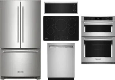 5 Piece Package Includes Refrigerator, Cooktop, Wall Oven, Microwave And Dishwasher