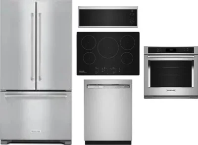 5 Piece Package Includes Refrigerator, Cooktop, Wall Oven, Microwave And Dishwasher