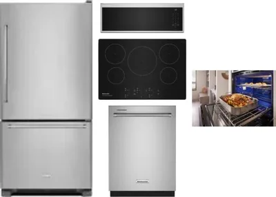 5 Piece Package Includes Refrigerator, Cooktop, Wall Oven, Microwave And Dishwasher