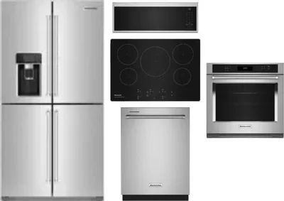 5 Piece Package Includes Refrigerator, Cooktop, Wall Oven, Microwave And Dishwasher
