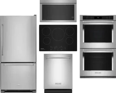 5 Piece Package Includes Refrigerator, Cooktop, Wall Oven, Microwave And Dishwasher