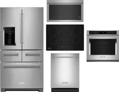 5 Piece Package Includes Refrigerator, Cooktop, Wall Oven, Microwave And Dishwasher