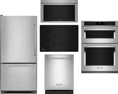 5 Piece Package Includes Refrigerator, Cooktop, Wall Oven, Microwave And Dishwasher