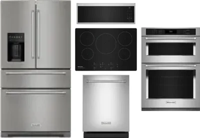 5 Piece Package Includes Refrigerator, Cooktop, Wall Oven, Microwave And Dishwasher