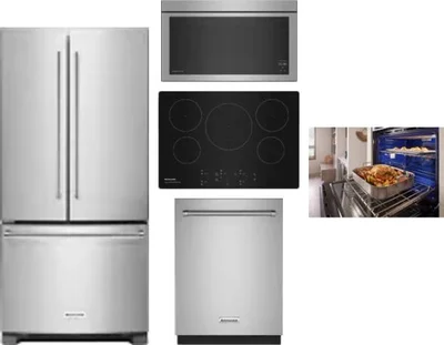 5 Piece Package Includes Refrigerator, Cooktop, Wall Oven, Microwave And Dishwasher