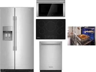 5 Piece Package Includes Refrigerator, Cooktop, Wall Oven, Microwave And Dishwasher