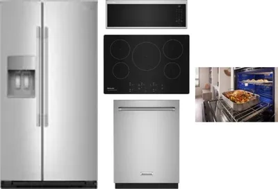 5 Piece Package Includes Refrigerator, Cooktop, Wall Oven, Microwave And Dishwasher