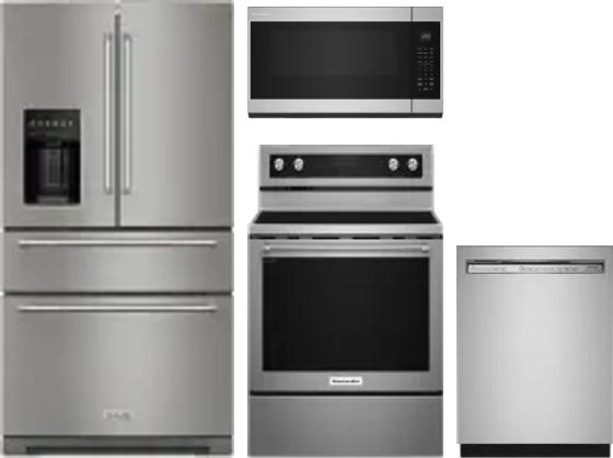 4 Piece Package Includes Refrigerator, Range, Microwave And Dishwasher
