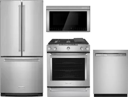 4 Piece Package Includes Refrigerator, Range, Microwave And Dishwasher